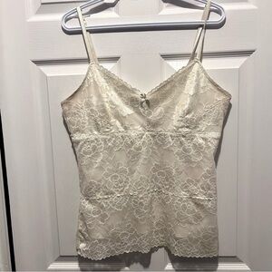 Y2K Le chateau top lace floral off white Women Medium cami tank summer festival